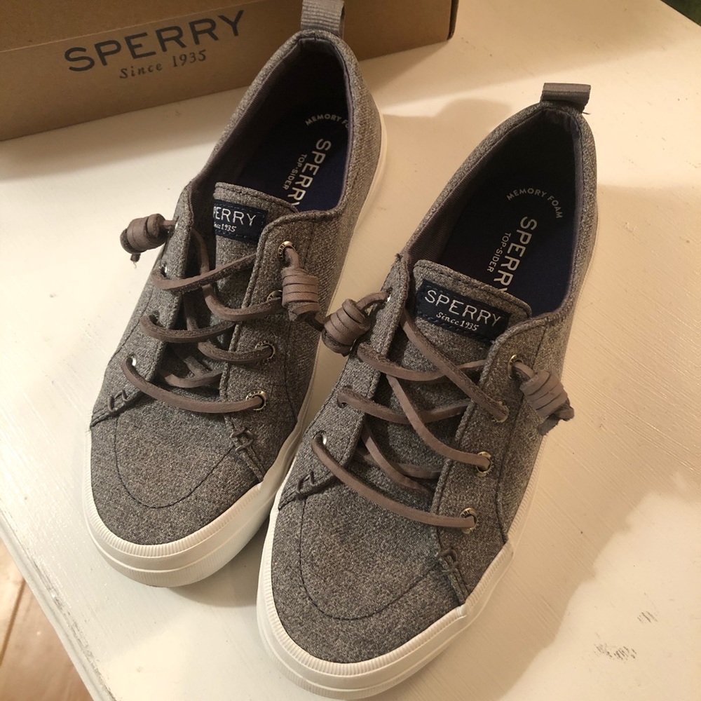 Sperry Crest Vibe Sparkle Chambray Grey Sneaker